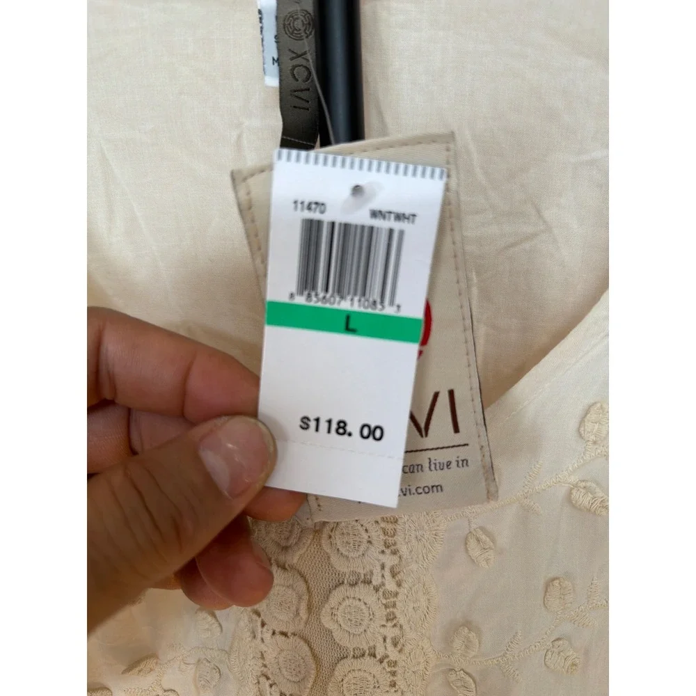 XCVI Womens White Embroidered Crochet Lace Tunic Top V-Neck High-Low 11470 L NEW